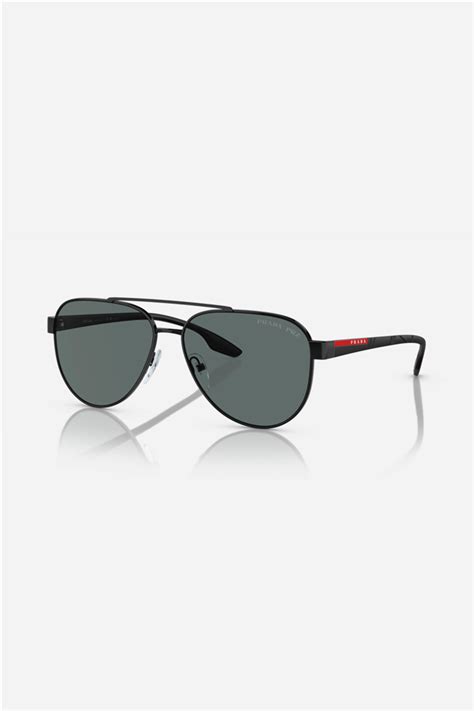 prada linea rossa ps 54ts 58|Prada Linea Rossa PS 54TS 1AB5Z1 Black Metal Pilot .